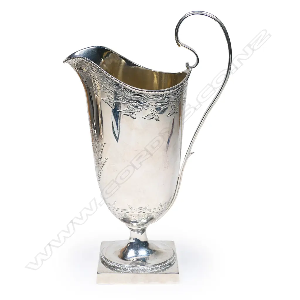 19thC New Zealand Frank Grady silver tall pedestal cream jug Image 1++